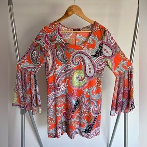 Orange Paisley Bell Sleeve Dre’s XL